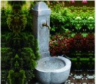 Stone Faucet Cast Stone Garden Fountains Granite Sink For Backyard Lightweight 9